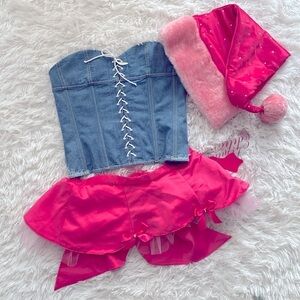 Victoria’s Secret Y2K denim corset and Santa baby set